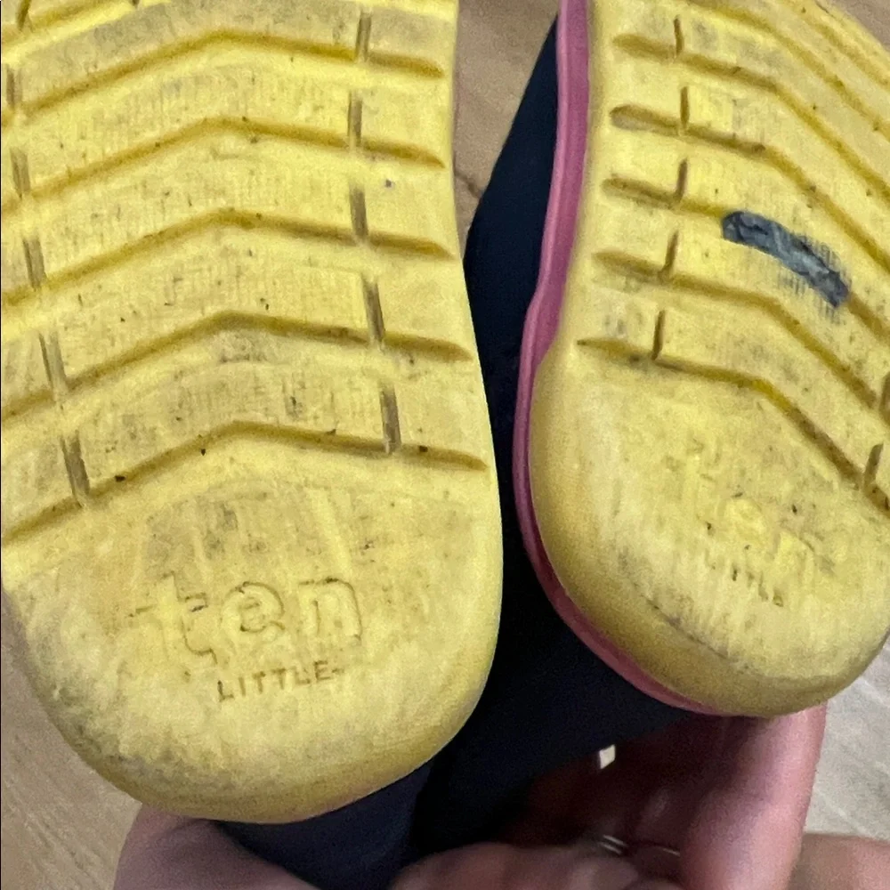 Kids Navy Snow Boots with Pink & Yellow Trim